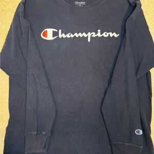 Champion Dark Blue Logo Long Sleeve Tee